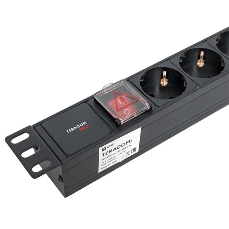Блок розеток PDU TERACOM PRO 19" 1U 10А/250В 8 розеток Schuko с выключателем разъем C14 | TRP-HPD-LS-10A-8SH-C14 | EKF — миниатюра 22