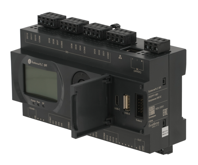 Интеллектуальное реле SR2; 24 VDC; дисплей; 28 IO: 16 DI, 12 DO (реле); 1xRS485, 1xRJ45 | ZR2PP11BD | SE — миниатюра 2