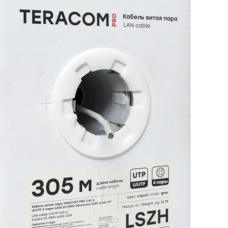 Кабель витая пара TERACOM PRO Cat.6 U/UTP 4 пары solid 23AWG нг(А)-HF серый упак. 305м | TRP-6UTP-04LSH-GY-IN3 | EKF — миниатюра 6