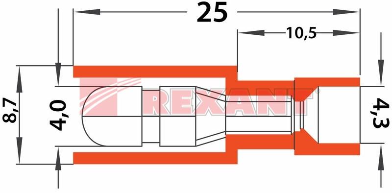 Разъем штекерный полностью изолированный штекер 4 мм 0.5-1.5 мм² (РШПи-п 1.5-4/РШИп 1,25-4) красный | 08-0561 | REXANT — миниатюра 3