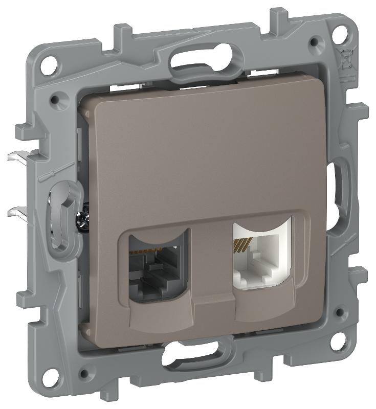 IEKETIKA Роз. двойная RJ11+RJ45 кат.5E UTP 6729521 капуч | 6729521 | IEK — IEK (ИЭК)