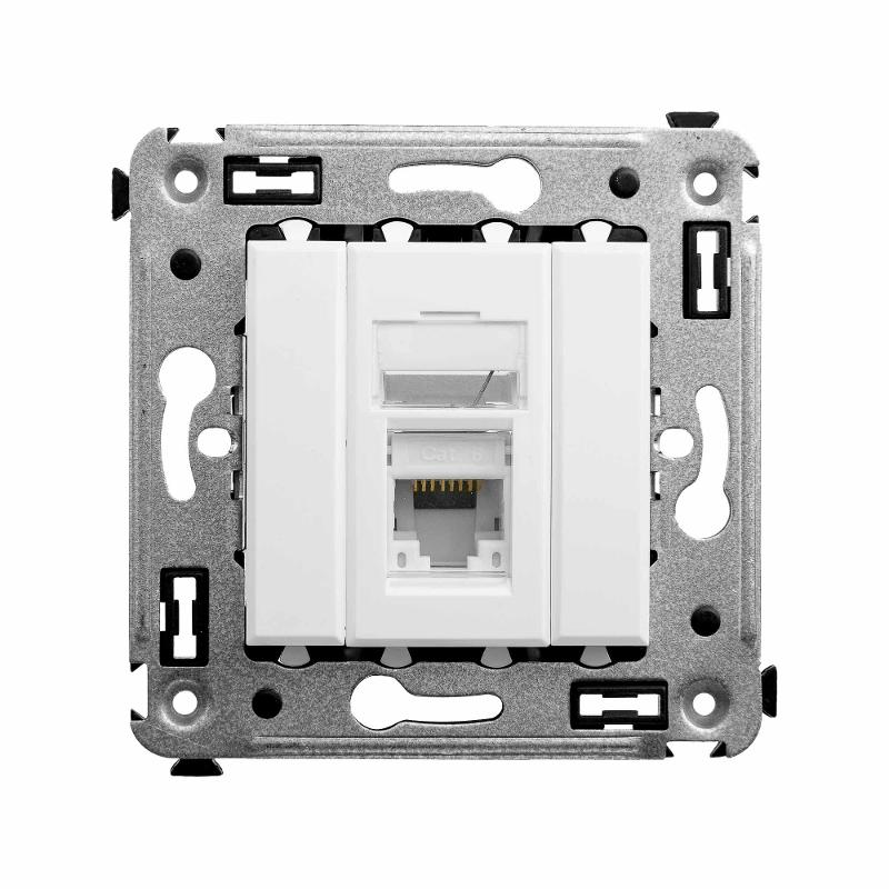 Компьютерная розетка RJ-45 в стену, кат.6 одинарная,"Avanti", "Белое облако" | 4400293 | DKC — DKC (ДКС)