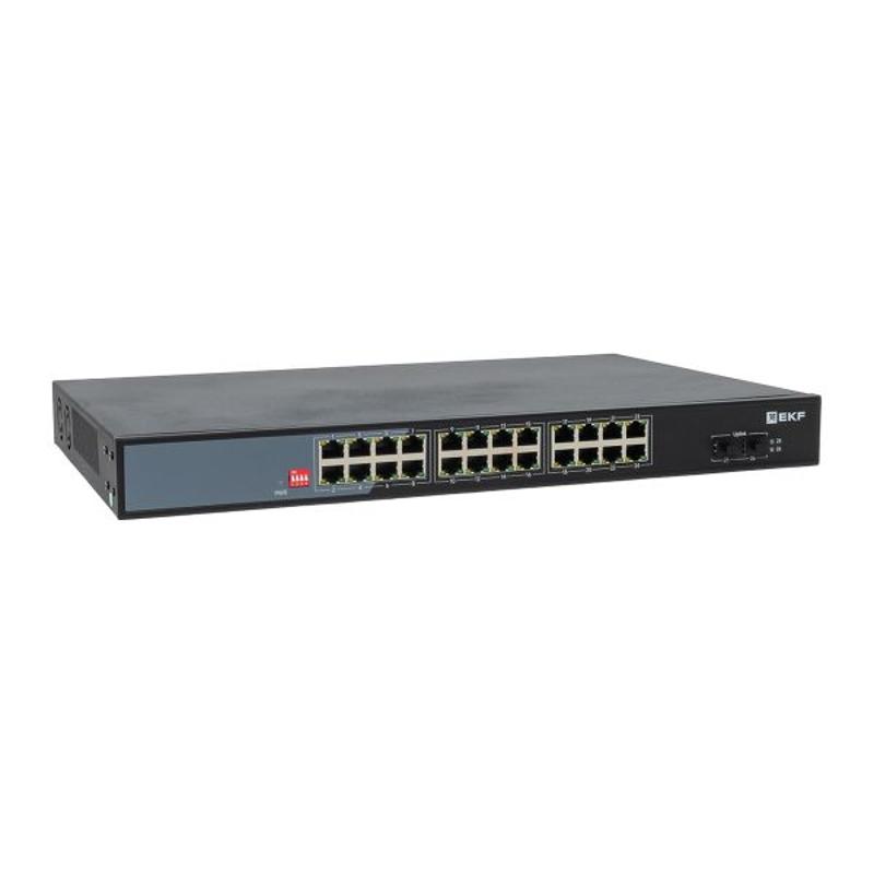 Промышленный неуправляемый коммутатор U-2GX/SFP-24GTP-R, 2 порта 1000Base-X SFP, 24 порта 10/100/1000Base-T(X) RJ45 c PoE, монтаж в 19" стойку TSX |TS — миниатюра 1