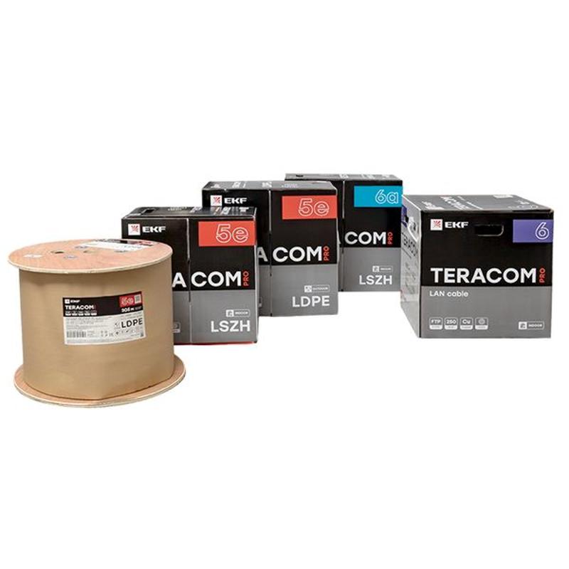 Кабель витая пара TERACOM PRO CAT.6 F/UTP 4 пары solid 23AWG цвет серый упак. 305м | TRP-6FTP-04PVC-GY-IN3 | EKF — миниатюра 20