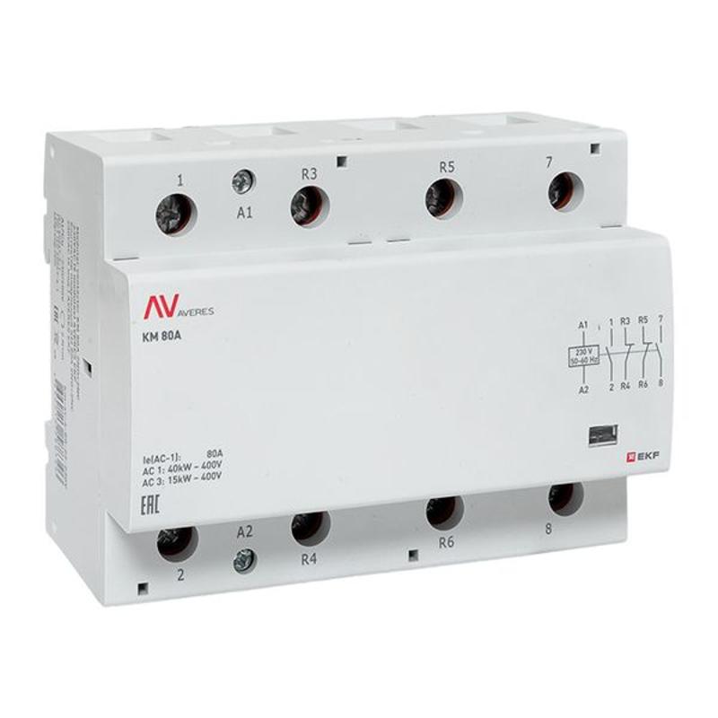 Контактор модульный КМ 80А 2NO+2NC 230VAC (6 мод.) AVERES | km-av-6-80-22-230V | EKF — EKF