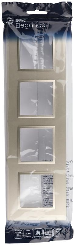 Рамка для розеток и выключателей Elegance 14-5014-04 Classic, на 4 поста, шампань | Б0060589 | ЭРА — миниатюра 2