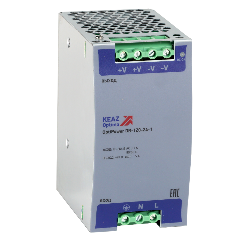 Блок питания OptiPower DR-120-24-1 | 284548 | КЭАЗ — КЭАЗ (Курский электроаппаратный завод)