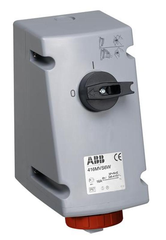 Розетка с выключателем и механической блокировкой 416MVS6W, 16A, 3P+N+E, IP67, 6ч | 2CMA167842R1000 | ABB — ABB