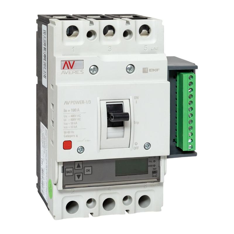 Выключатель автоматический AV POWER-1/3 100А 50kA ETU6.2 | mccb-13-100-6.2-av | EKF — EKF