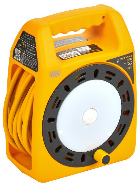 INDUSTRIAL Катушка УК15 2P+PE 3×1,5мм2 USBх2 LED 15м | IN-KP24-16-03-15-UL | IEK — миниатюра 2