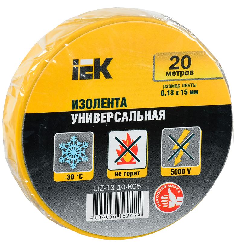 Изолента 0,13х15 мм желтая 20 метров  | UIZ-13-10-K05 | IEK — миниатюра 1