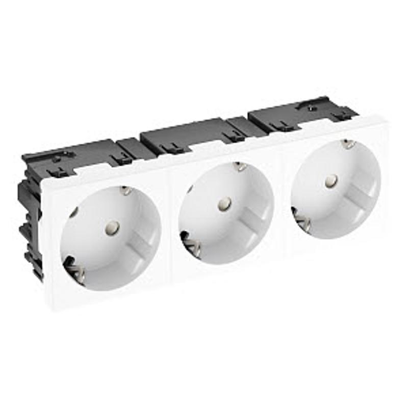 Розетка силовая 33° тройная 3х2К+З Modul45connect, со шторками, 16А 250В белая | 6120503 | OBO Bettermann — OBO Bettermann