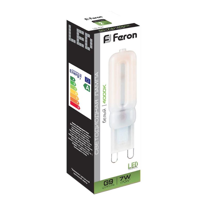 Лампа светодиодная LB-431 (7W) 230V G9 4000K 16x60mm | 25756 | FERON — миниатюра 3