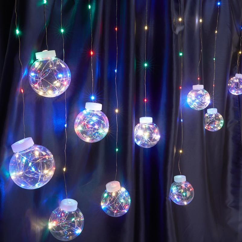 Гирлянда "бахрома с шариками" USB 200 LED мульти, длина 3*0,8м, IP20, сетевой шнур 2м в комплекте , CL592 | 41643 | FERON — миниатюра 1