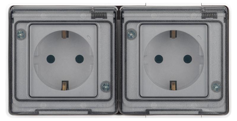 Розетка ЭРА Эксперт 11-2503-01 2х2P+E гориз. IP55, 16A-250В, ОУ, Белый | Б0063264 | ЭРА — миниатюра 3