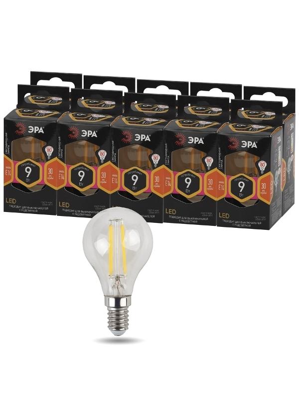 Лампа светодиодная F-LED P45-9w-827-E14 (филамент, шар, 9Вт, тепл, E14) | Б0047020 | ЭРА — миниатюра 4