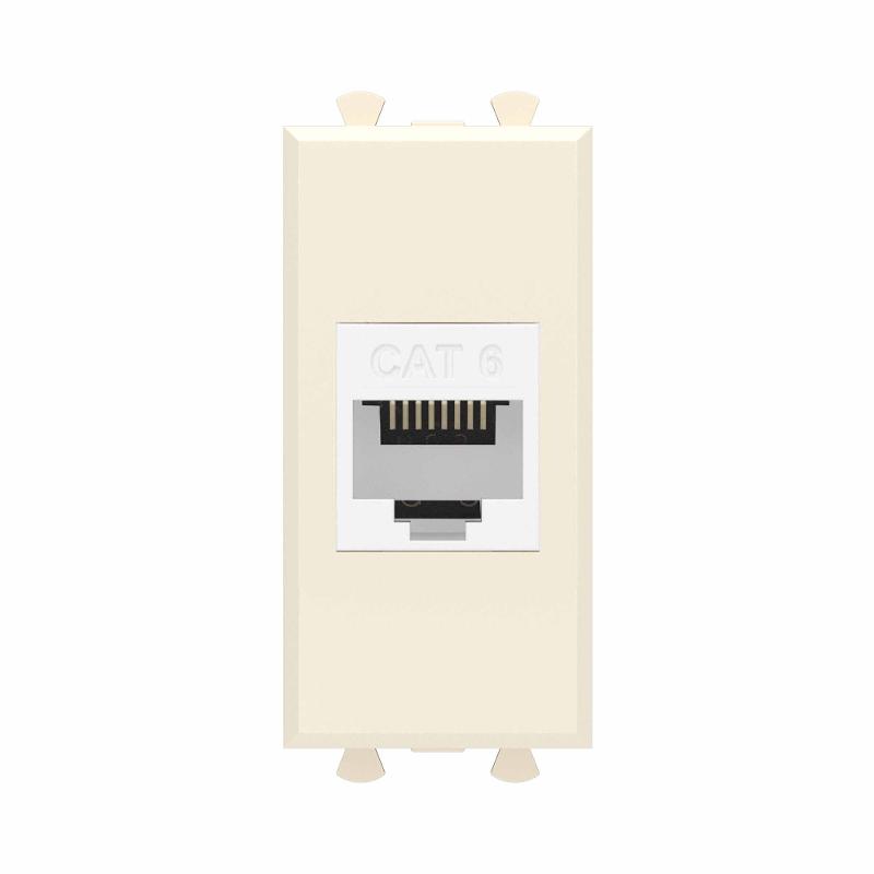 Компьютерная розетка RJ-45 без шторки модульная, кат.6, "Avanti", "Ванильная дымка", 1 модуль | 4405691 | DKC — DKC (ДКС)