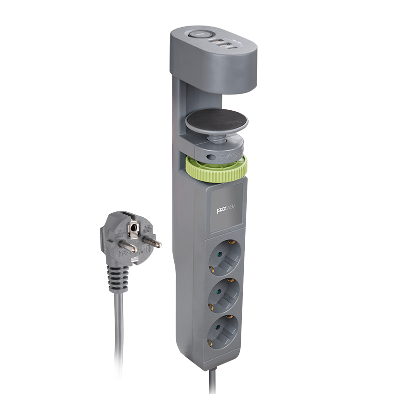Удлинитель  ETD-03U-150-gy (3 x 1,5) заземл., выкл. | .5059559 | Jazzway — Jazzway
