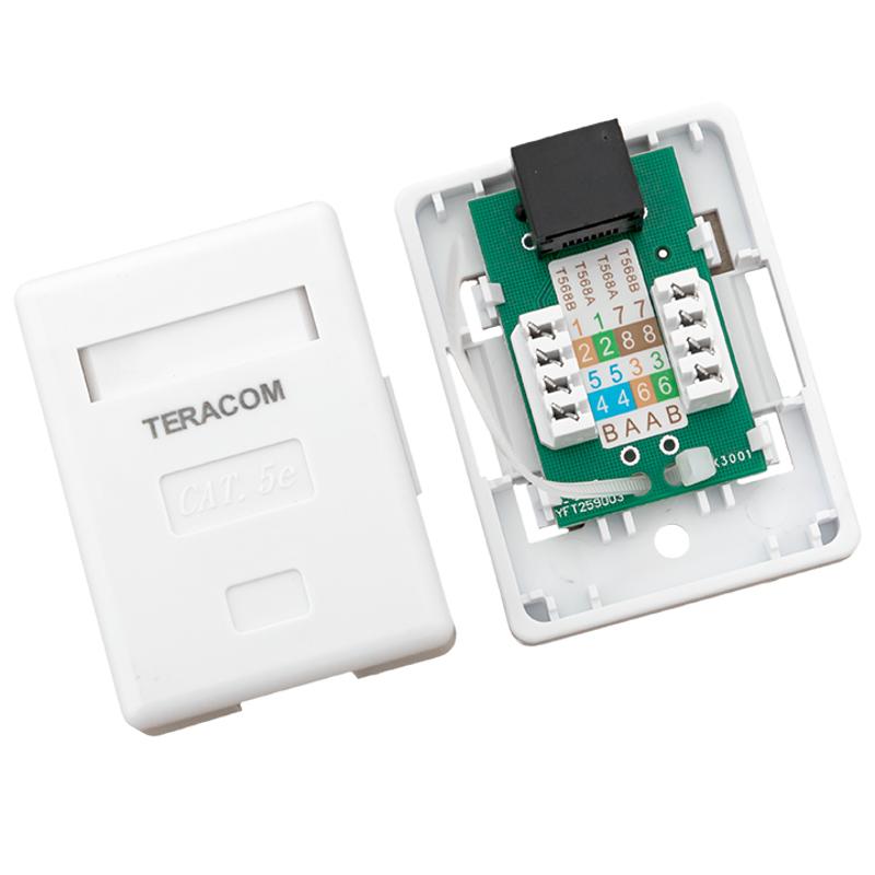 Розетка настенная TERACOM Cat.5E неэкранированная 1 порт RJ-45 Dual IDC белая | TRC-WBOX-1RJ45-5EUTP-WH | EKF — миниатюра 4