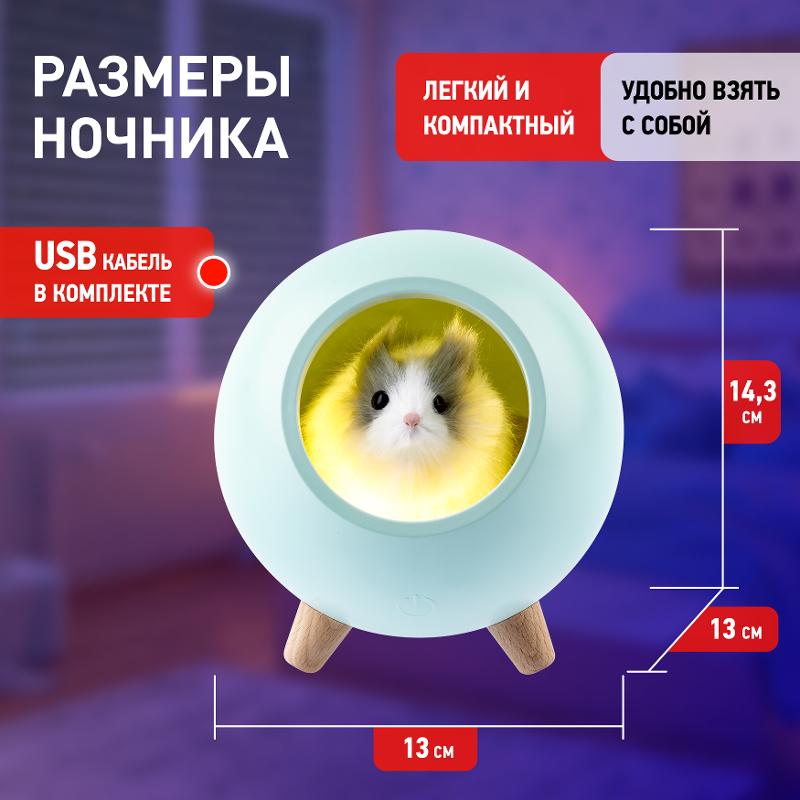 Светильник-ночник светодиодный настольный NLED-468-1W-GR "Хомяк в домике", зеленый  | Б0052817 | ЭРА — миниатюра 5