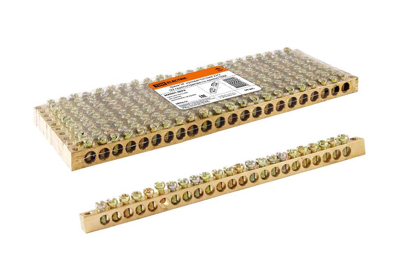 Шина "N" нулевая 8x12мм 22/2 (22 группы/крепеж по краям)  | SQ0801-0074 | TDM — TDM ELECTRIC