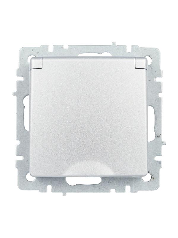 BRITE Розетка с заземлением со шторками с кр. 16А IP44 РСбш10-3-44-БрА алюминий | BR-R16-16-44-K47 | IEK — миниатюра 5