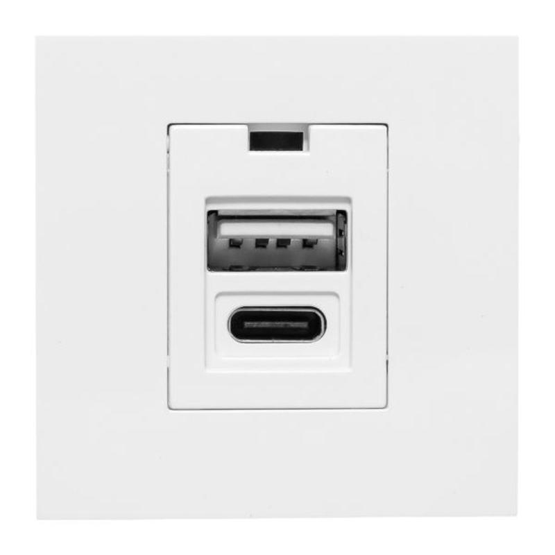 Розетка USB A+C, 2.1А, 2 гнезда, без индикатора, белая 45*45мм | E2MR2-21USB-10-AC | EKF — миниатюра 16