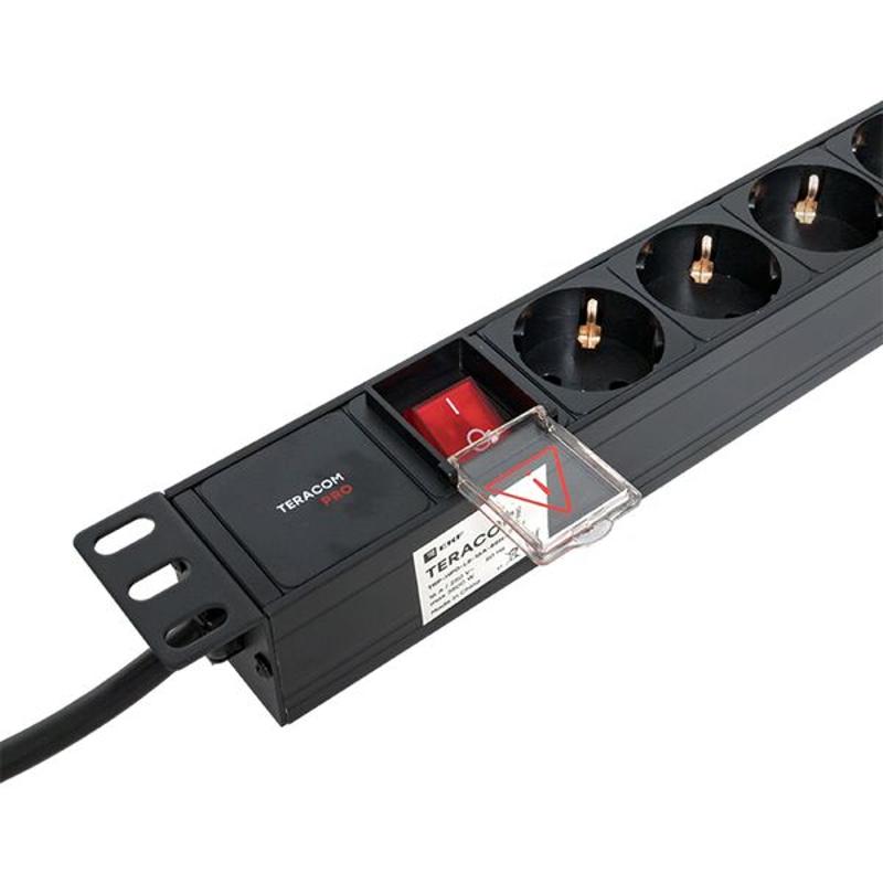 Блок розеток PDU TERACOM PRO 19" 1U 16А/250В 8 розеток Schuko 2 метра сечение 3x1,5 мм2 | TRP-HPD-LS-16A-8SH-2MSH | EKF — миниатюра 25