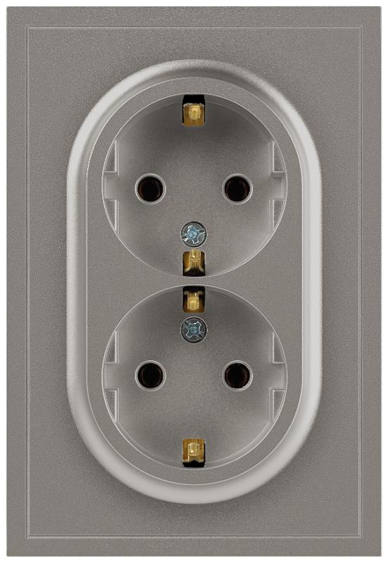 Розетка Galaxy 15-2104-07 с заземлением двойная 2X2P+E Schuko 16А-250В IP20 титан | Б0070689 | ЭРА — миниатюра 4