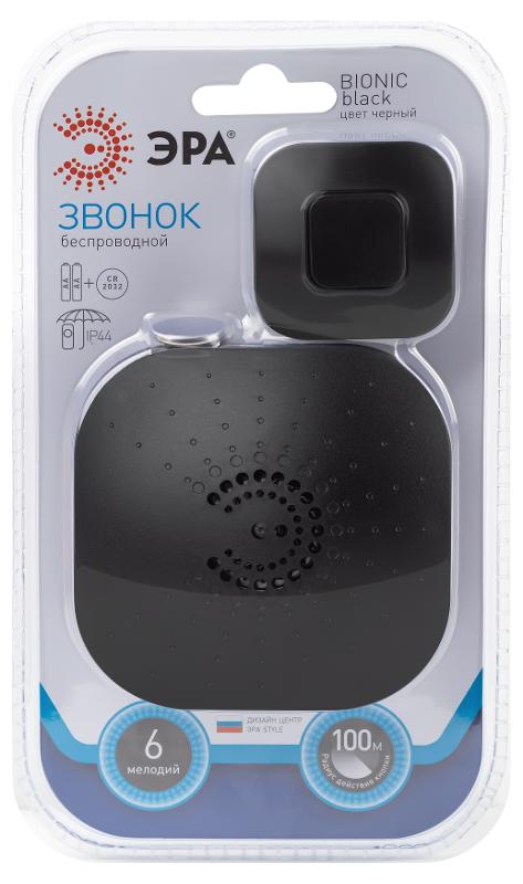 Звонок дверной BIONIC Black беспроводной, черный, 6 мелодий | Б0054779 | ЭРА — ЭРА (Энергия света)