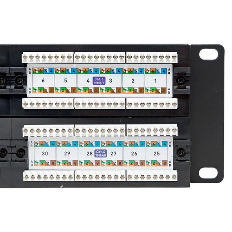 Патч-панель TERACOM PRO 19'' Cat.6 2U неэкранированная UTP 48 портов RJ-45 Dual IDC | TRP-PPNL-6UTP-2U48 | EKF — миниатюра 11