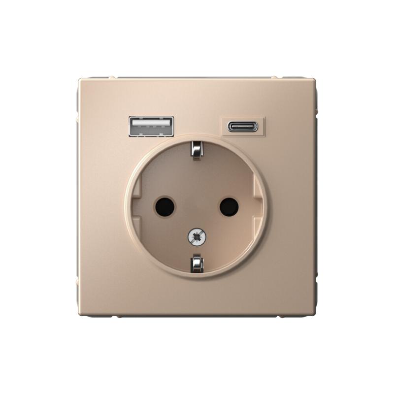 ArtGallery Песочный Розетка 16А с 2 USB A+C, 5В/2,4А/3,0А, 2х5В/1,5А, механизм | GAL001232 | SE — миниатюра 1