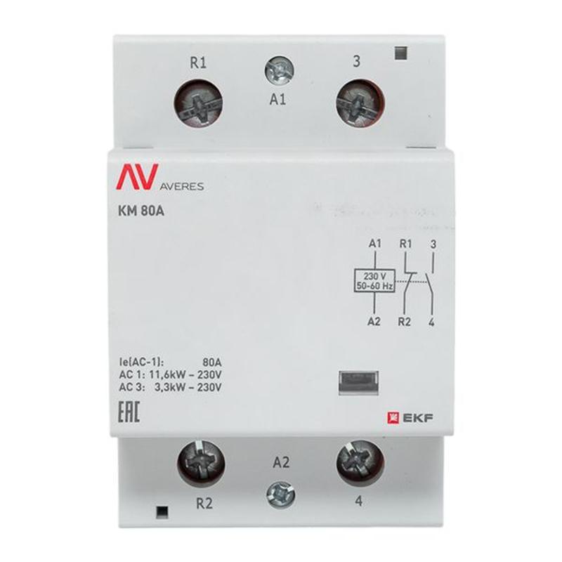Контактор модульный КМ 80А 1NC+1NO 230VAC (3 мод.) AVERES | km-av-3-80-11-230V | EKF — миниатюра 8