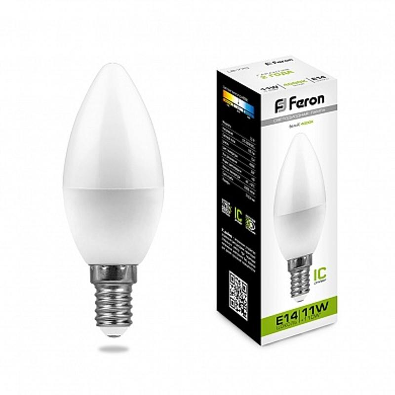 Лампа светодиодная LB-770 (11W) 230V E14 4000K свеча | 25942 | FERON — Feron
