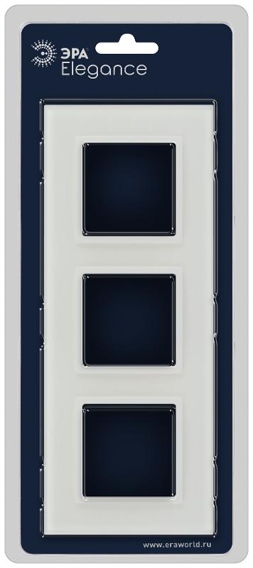 Рамка для розеток и выключателей Elegance 14-5103-01М на 3 поста, стекло, белый матовый+бел. | Б0065836 | ЭРА — миниатюра 2