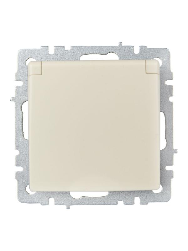 BRITE Розетка с заземлением со шторками с крышкой 16А IP20 РСбш10-3-БрКр бежевый  | BR-R16-16-K10 | IEK — миниатюра 2