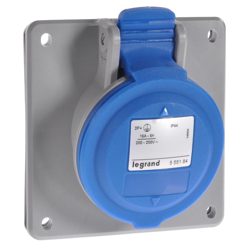 Встраиваемая наклонная розетка - P17 Tempra Pro - IP 44 - 200/250 В~ - 16 A - 3К+Н+З | 555186 | Legrand — Legrand