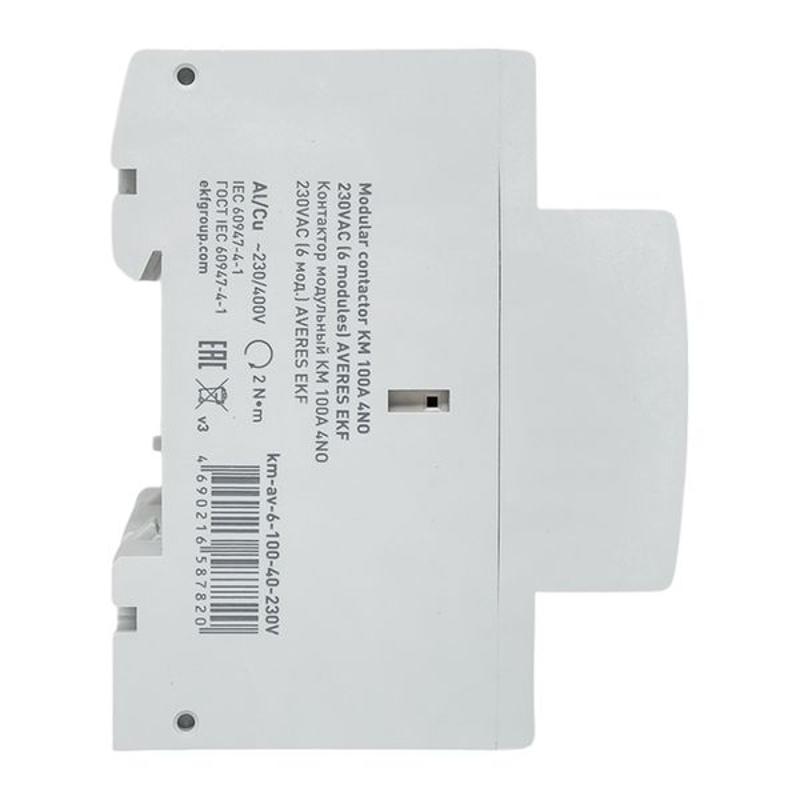 Контактор модульный КМ 100А 4NO 230VAC (6 мод.) AVERES | km-av-6-100-40-230V | EKF — миниатюра 4