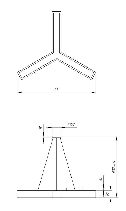 Светильник светодиодный Geometria Igrek SPO-143-B-40K-056 56Вт 4000К 3700Лм IP40 900*900*80 черный подвесной | Б0050571 | ЭРА — миниатюра 3