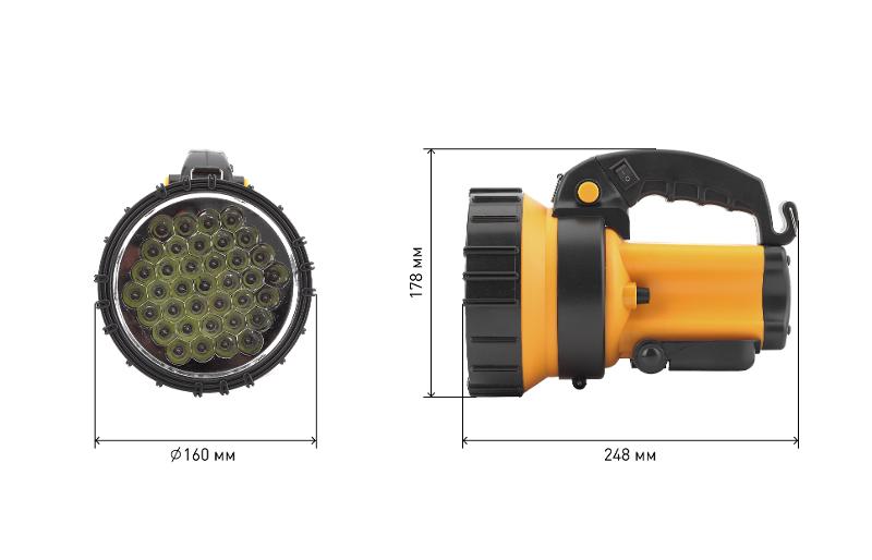 Фонарь прожекторный аккумуляторный PA-603 АЛЬФА 36xLED, литий 3Ач, ЗУ 220V+12V, карт  | Б0031034 | ЭРА — миниатюра 4