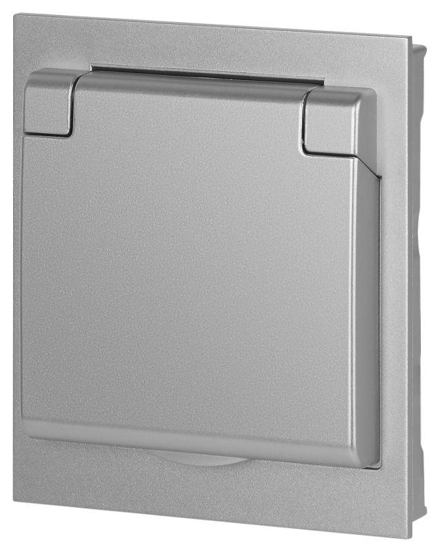 Розетка Arktik 16-2103-03 с заземлением 2P+E Schuko со шторками с крышкой 16А-250В алюминий | Б0070436 | ЭРА — миниатюра 4
