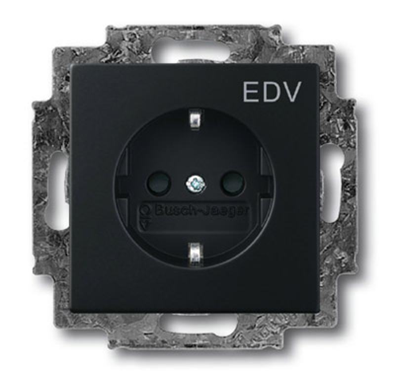 Розетка SCHUKO 16А 250В с маркировкой EDV, серия solo/future, цвет чёрный бархат | 2013-0-5332  | 2CKA002013A5332 | ABB — ABB