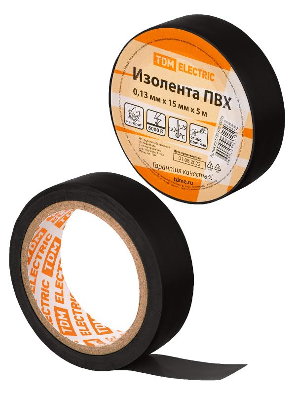 Изолента ПВХ 0,13х15мм Черная 5м | SQ0526-0076 | TDM — TDM ELECTRIC