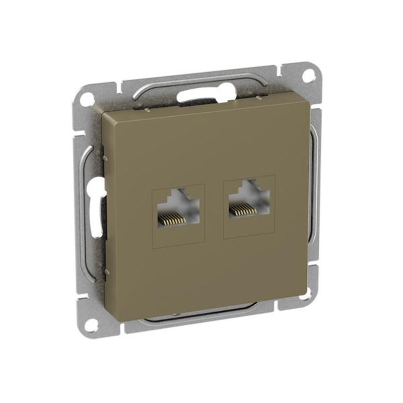 Механизм розетки RJ45 - 2шт, (cat5), шампань Эпика  |UP1-SOC-2RJ45-5| EKF — миниатюра 3