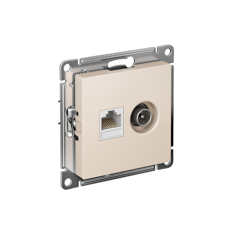 AtlasDesign Бежевый Розетка 2-ая комп+TV, RJ45+TV, кат.5E, механизм | ATN000289 | SE — Systeme Electric