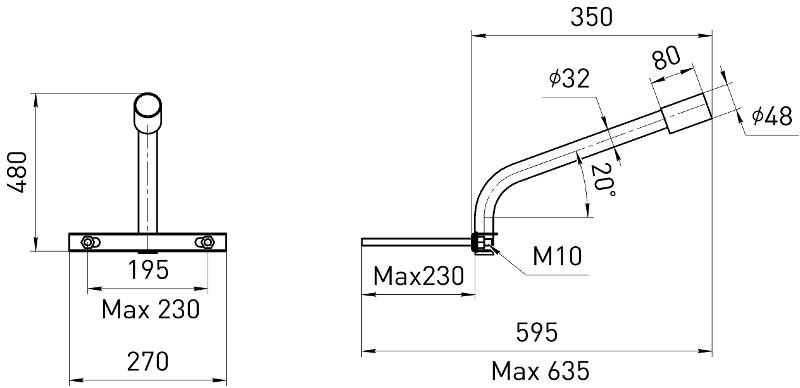 Кронштейн на опору с 1 хомутом SPP-AC3-0-350-048 625*460*280, d 48 | Б0047653 | ЭРА — миниатюра 2