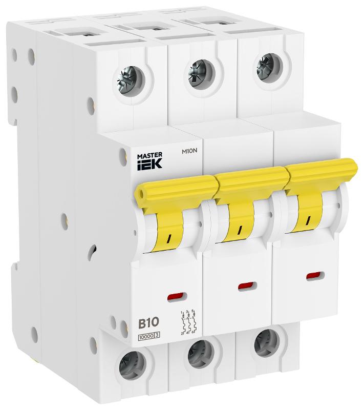Выключатель автоматический M10N 3P B 10А MASTER | MI-M10N-3-B010 | IEK — IEK (ИЭК)