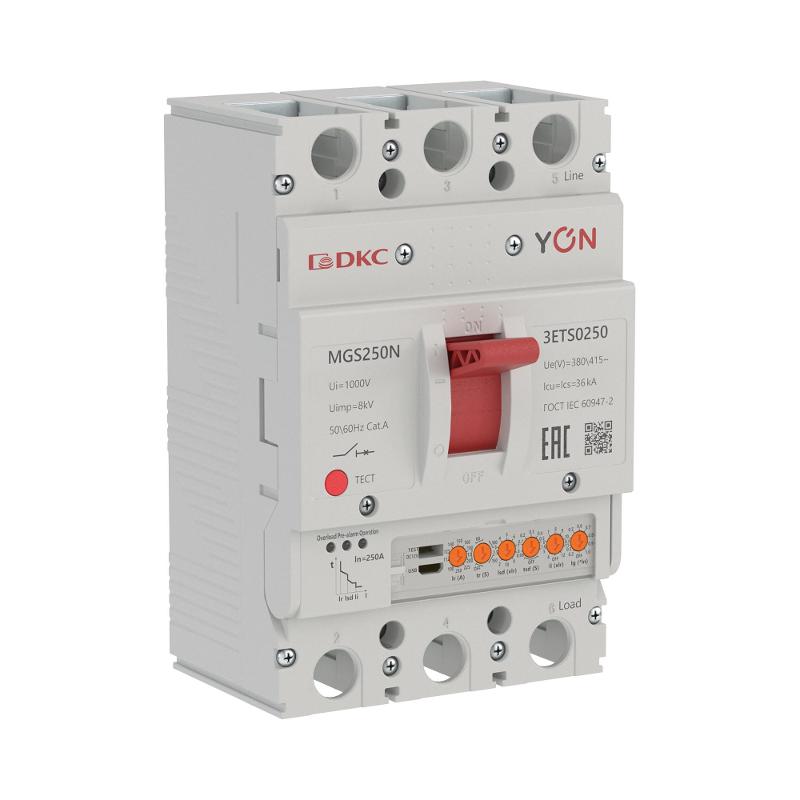 Авт. выкл. YON MGS250N 3P 100-250A 36kA с электронным расцепителем ETS | MGS250N-3ETS0250 | DKC — миниатюра 1