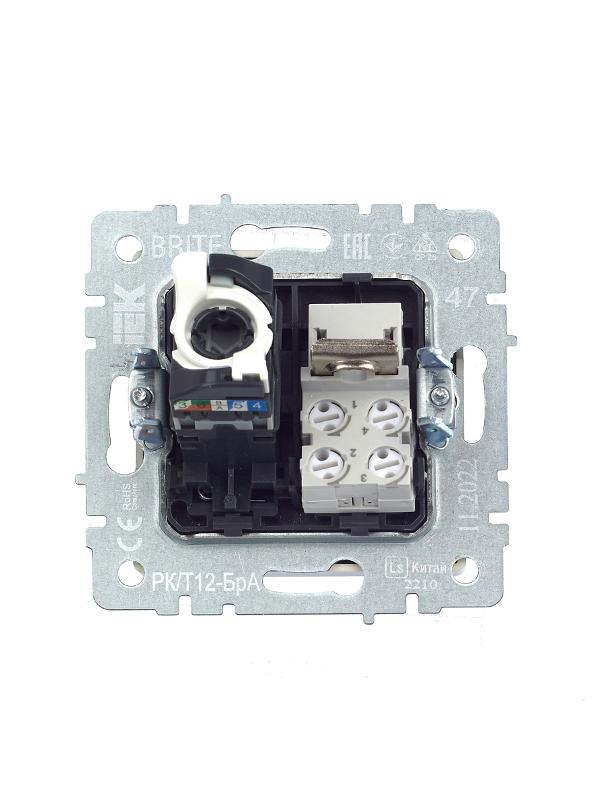 BRITE Розетка двойная RJ11+RJ45 кат.5E РК/Т12-БрА алюминий | BR-KT20-O-1-K47 | IEK — миниатюра 4