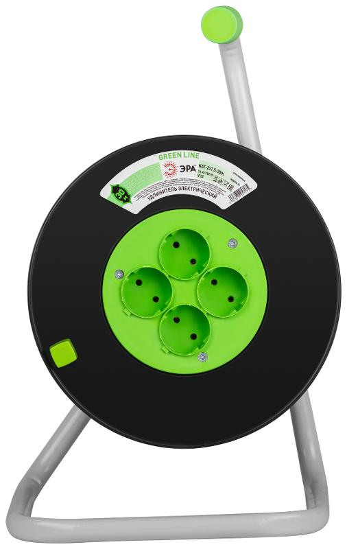 Удлинитель силовой ЭРА GREEN LINE KAT-2x1.5-30m Greenline на катушке пластик 4 розетки без заземления 30м ПВС 2x1.5мм2  | Б0065083 | ЭРА — миниатюра 5